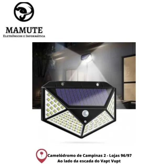 Luminária De Parede Com 100 Led Solar Sensor Movimento