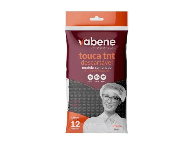 42 Pacotes de TOUCA SANFONADA TNT PRETA 12UN/PCT