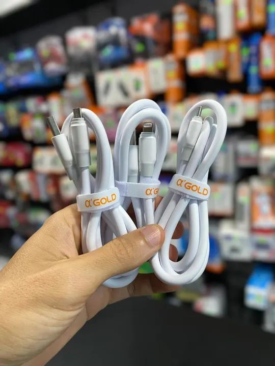 CABO REFORÇADO DE CARREGAMENTO RÁPIDO ANDROID E IOS GOLD - Foto 2