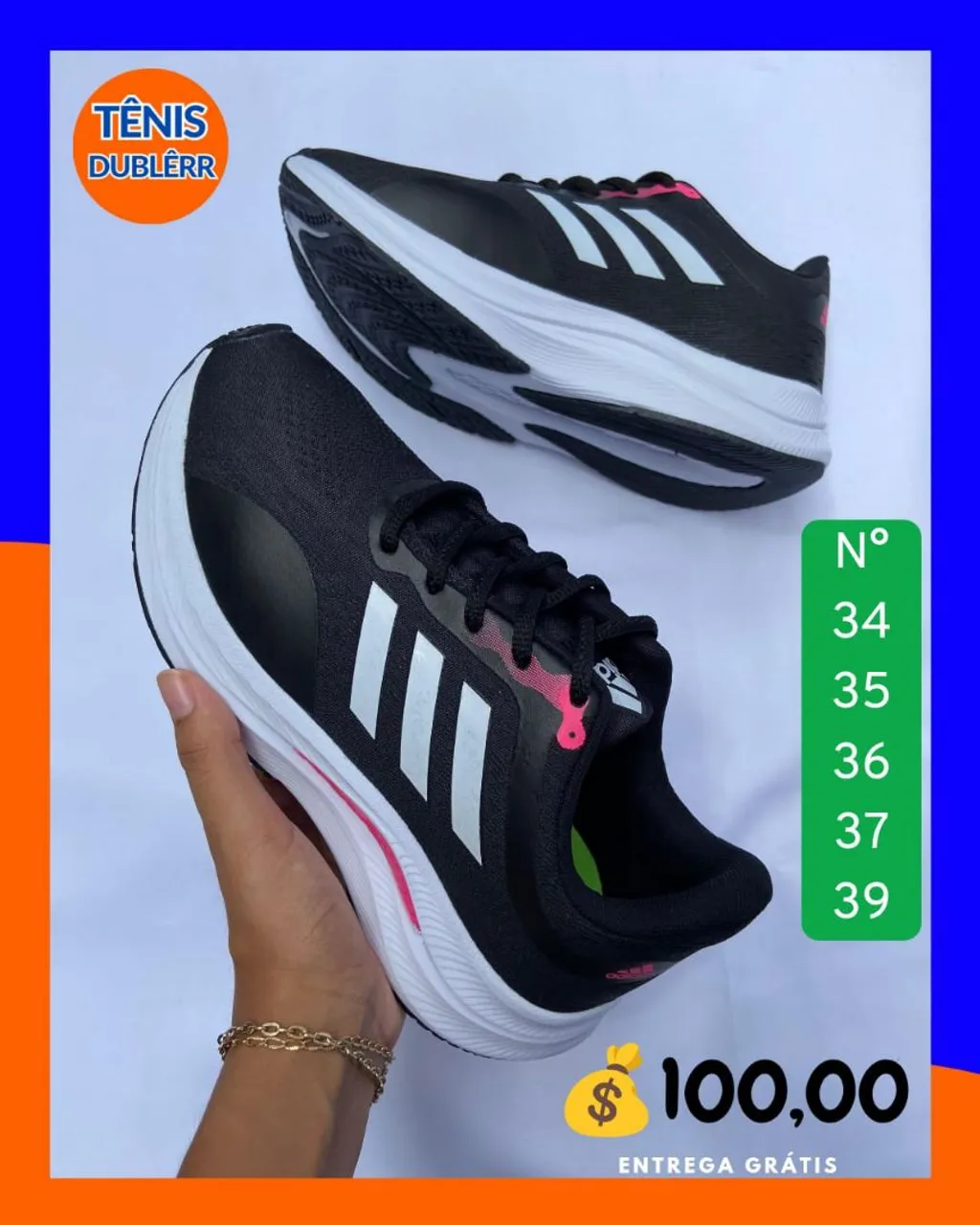 Tênis Adidas Preto com Detalhes