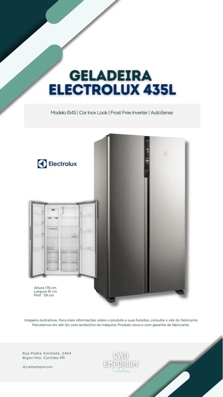 Geladeira Electrolux 435L Inox Frost Free AutoSense nova