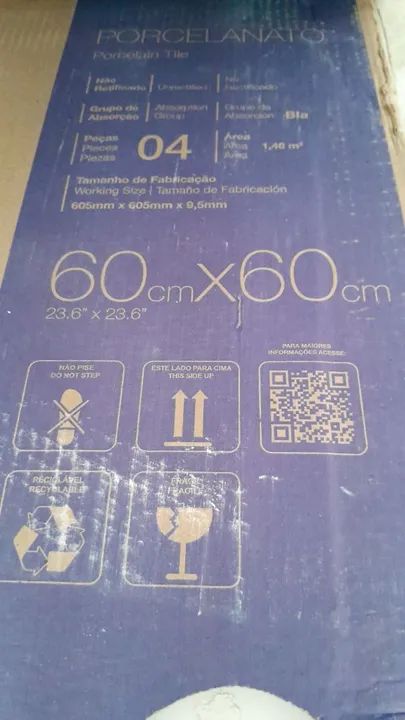 Porcelanato Branco Portobello 60x60cm - Novo - Foto 4