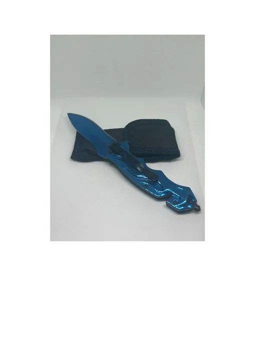 Canivete Tático com corta fio e quebra vidro cor Azul - Foto 2
