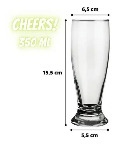 24 copos jogo de copo para seu negocio copo chopp tulipa vidro 350ml vd52 - Foto 2