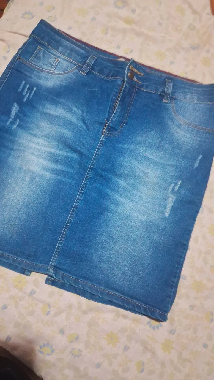 Saia Jeans Azul Clara tam 46