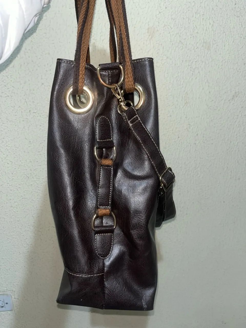 Bolsa sacola grande marrom - 2 alças (ombro e transversal) - Foto 5