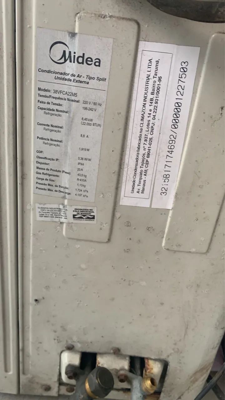 Ar condicionado 22.000 btus Midea com vazamento de gas - Foto 4