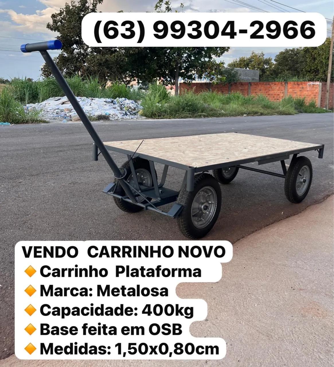 Carrinho de Plataforma 400kg - Metalosa (LUZIMANGUES)