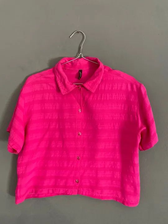 blusa croped rosa m