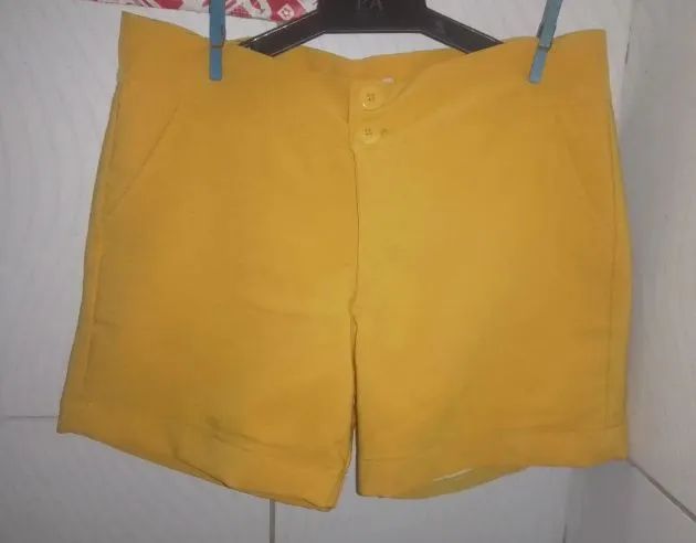 Short Alfaiataria Amarelo Feminino M 