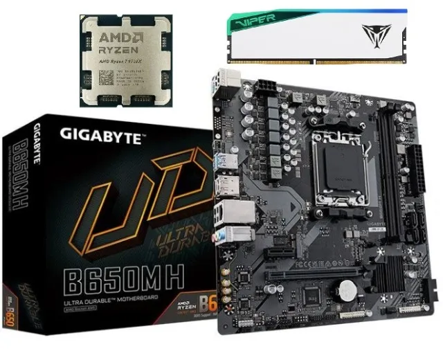 Kit Gamer AM5: AMD Ryzen 7 9700X , Placa Mãe B650M-H e 16GB DDR5 5600 RGB
