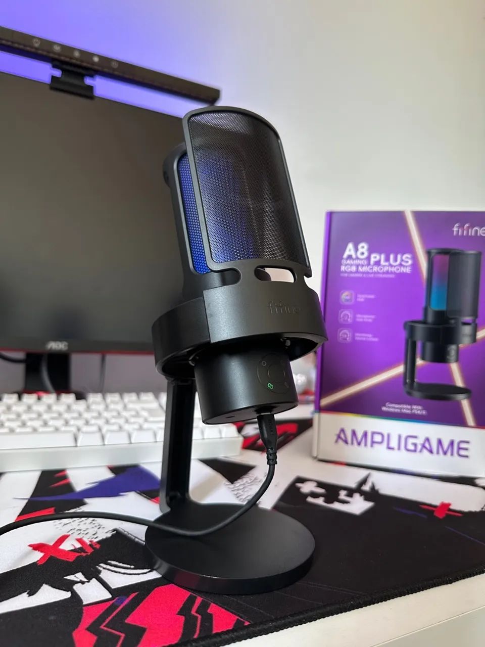 Microfone Gamer Fifine A8 Plus Ampligame RGB - Foto 4