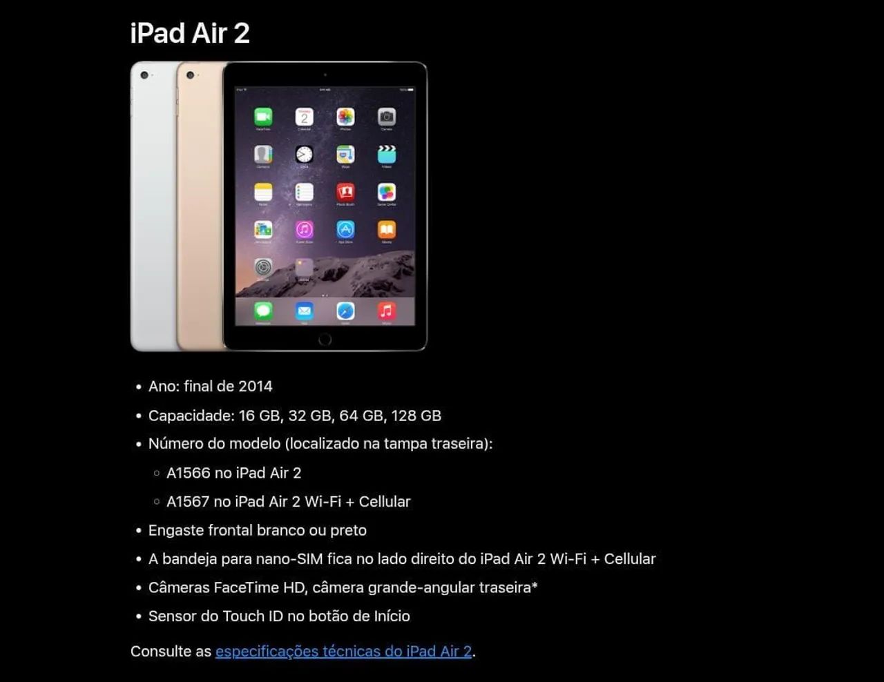 iPad Air 1 16gb Branco 