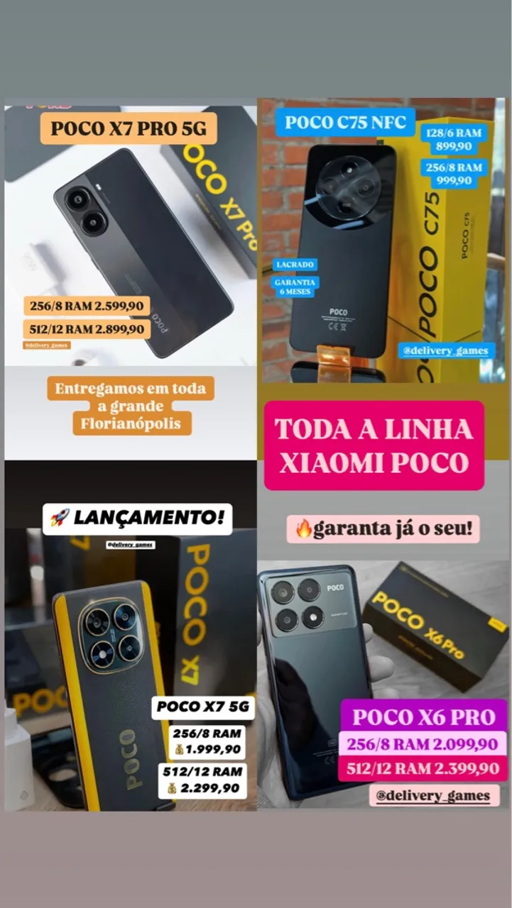 TODA A LINHA XAIOMI POCO, LACRADOS COM NOTA FISCAL E GARANTIA DE 6 MESES