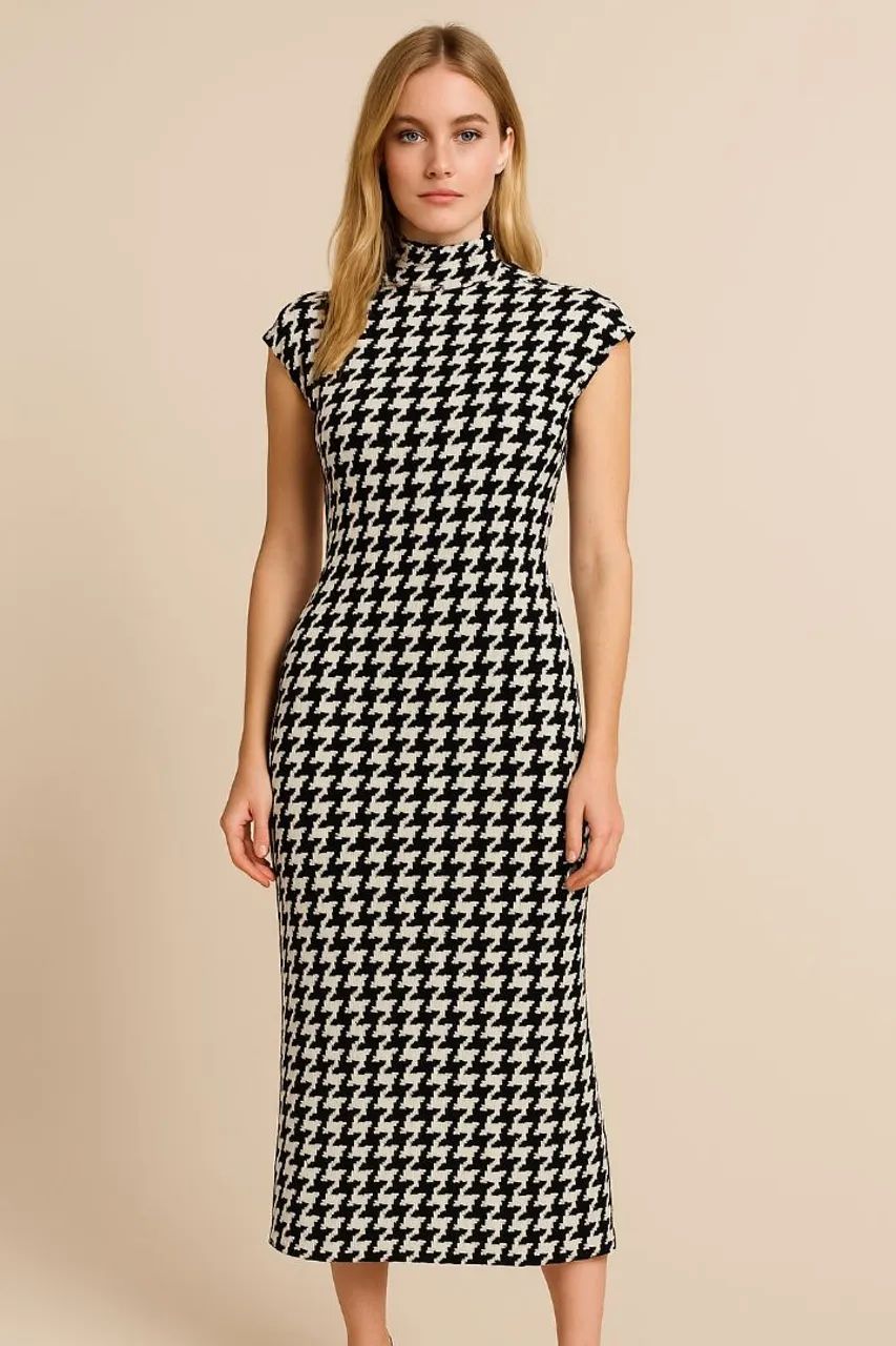 Vestido Midi Estampado Clássico