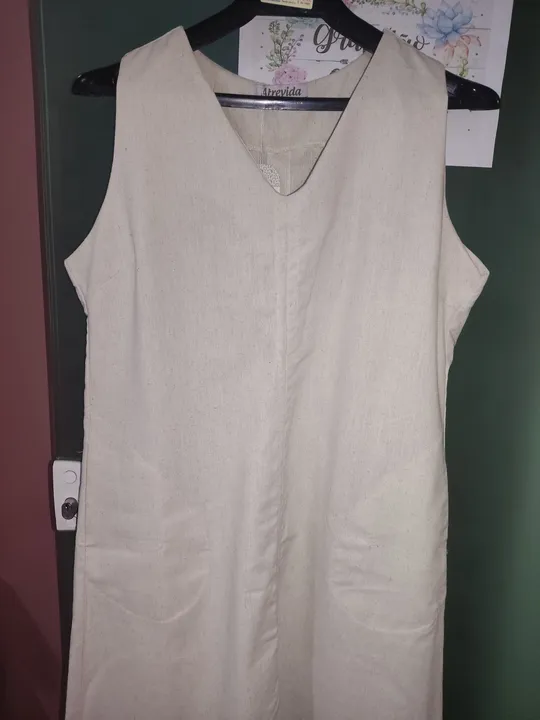 Vestido Longo de Linho c/ bolsos - Tamanho M