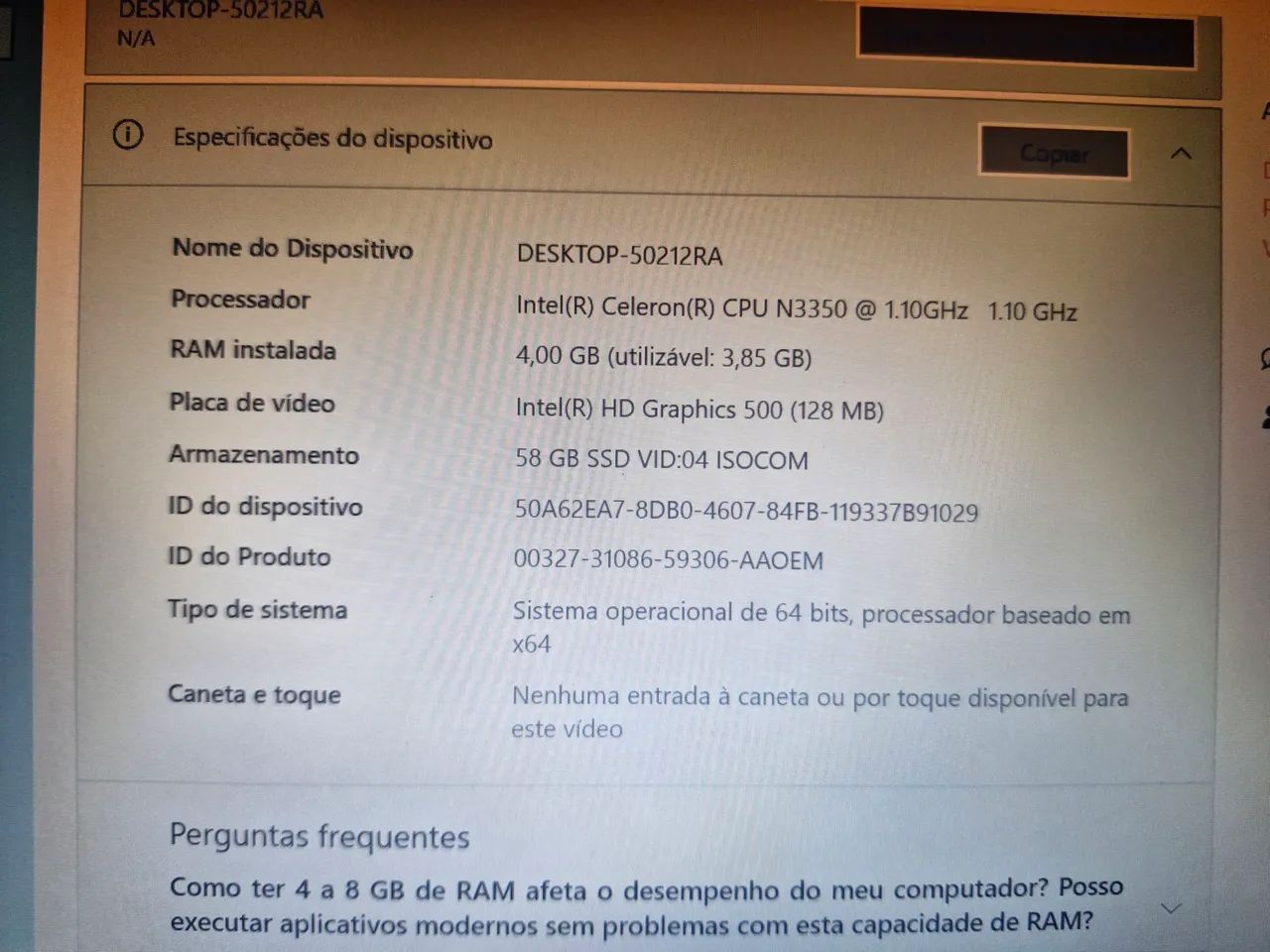 Notebook Goldentec Celeron 4GB SSD 64GB - Wi-Fi só com adaptador
