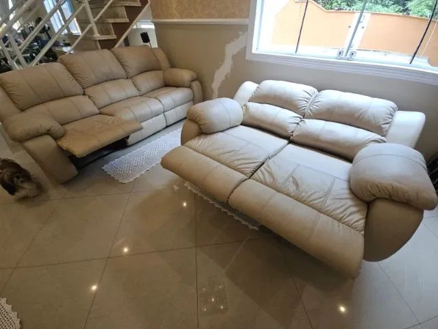 Sofá Couro S Reclinável 3 e 2 Lugares Super LUXO!