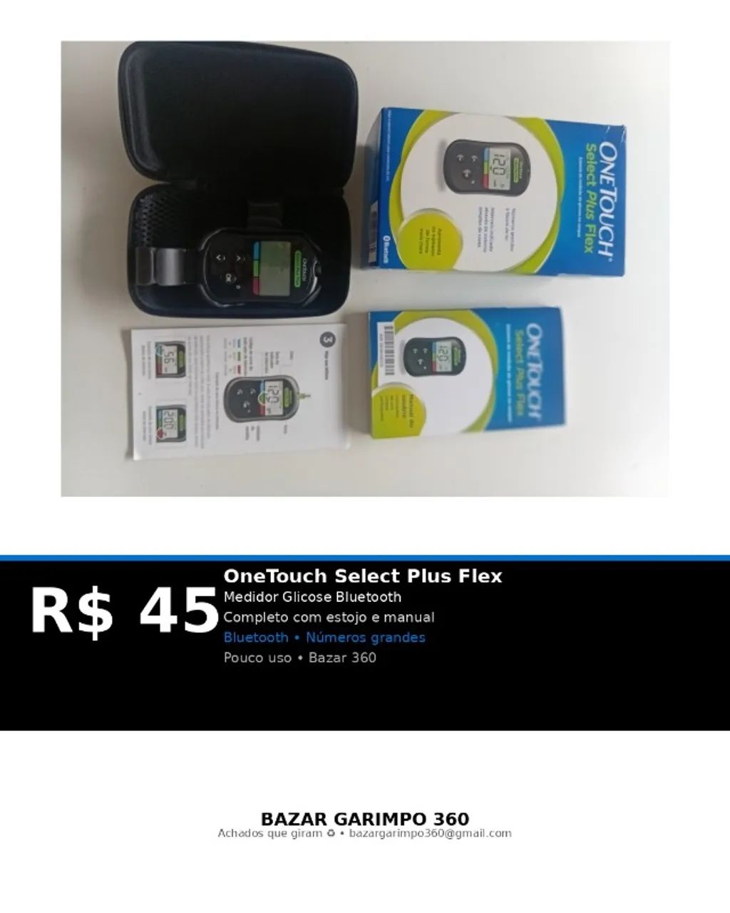 Medidor Glicose OneTouch Select Plus Flex Bluetooth Completo Estojo Manual Caixa Excelente - Foto 4