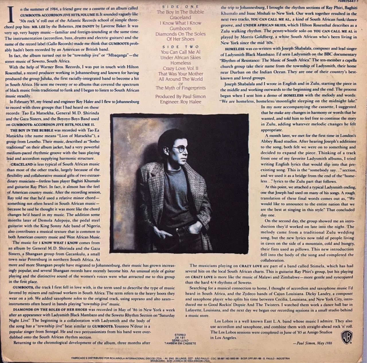 Paul Simon Graceland 1987 Lp Vinil - Foto 2