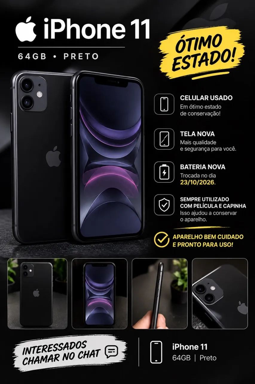 ? iPhone 11 64GB Preto ? Ótimo Estado