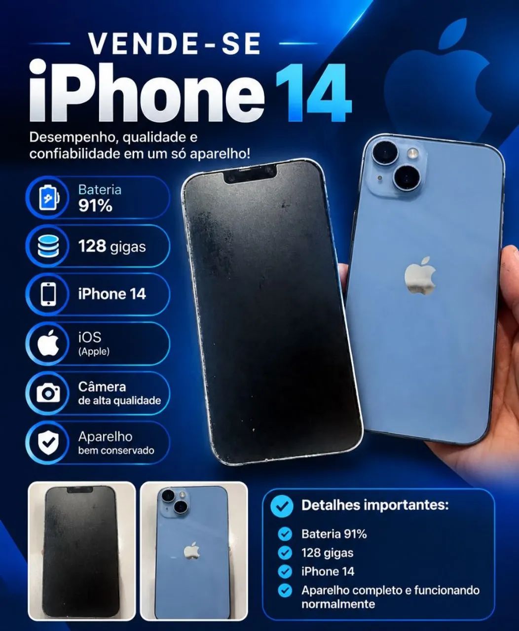 iPhone 14 128GB - Celulares e Smartphones - Marapanim 1540010576 | OLX