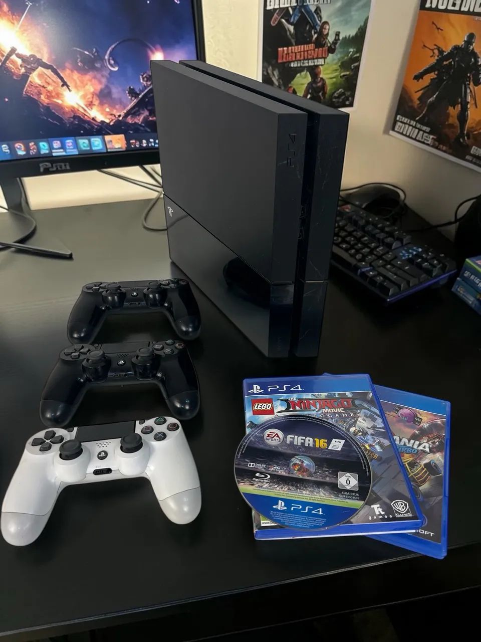 PS4 Fat 500GB + 3 Controles + 3 Jogos - Setup - Foto 2