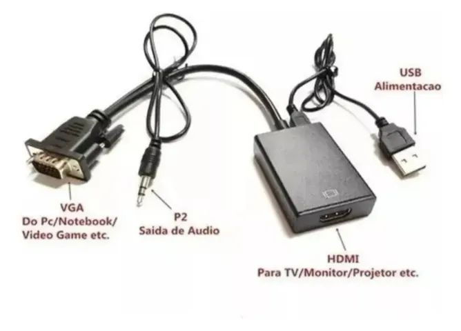 Cabo Conversor Vga Para Hdmi Áudio P2 e Vídeo - Foto 5