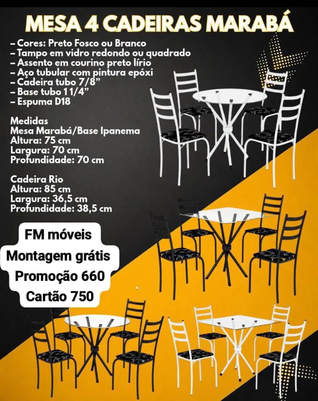 Mesas 4 cadeiras Marabá 
