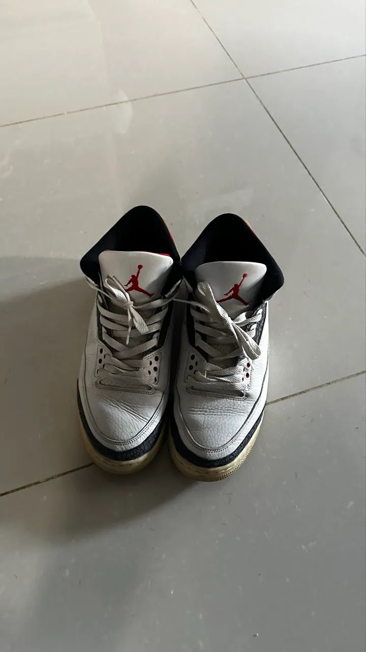Tênis Jordan 3 fire red denim 