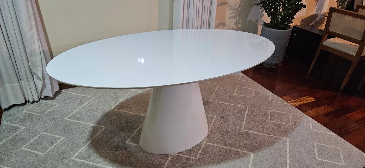 Mesa de jantal oval branca - Foto 3