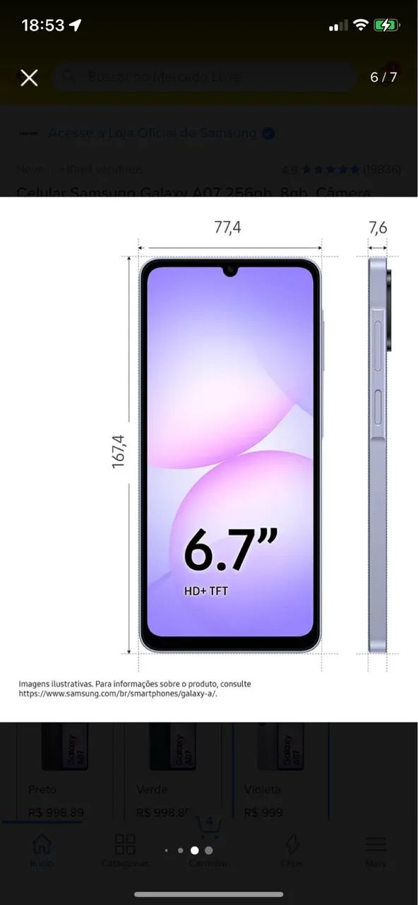 Vendo ou troco A07 128GB roxo - Foto 4