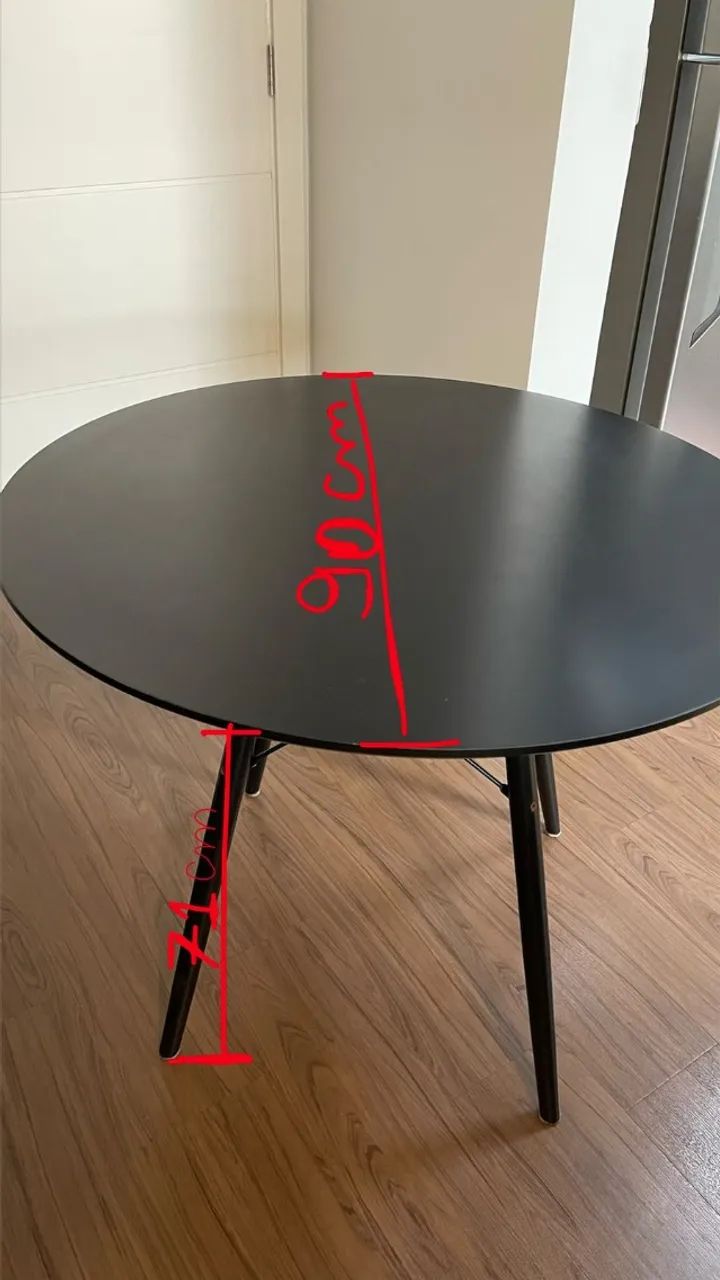 Mesa redonda 90 cm preta