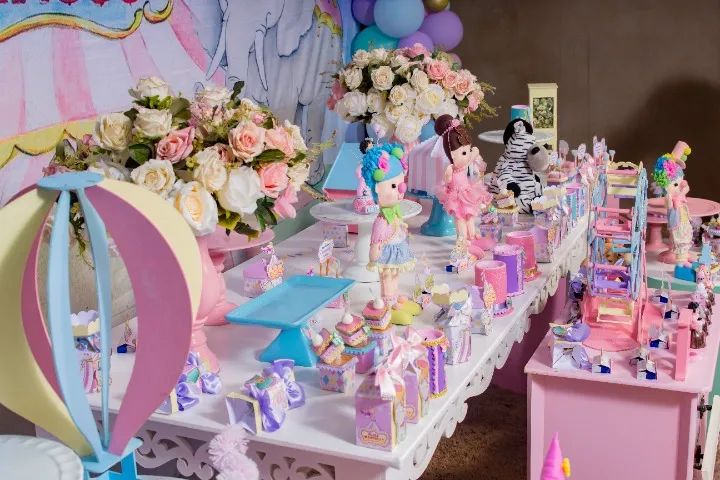 Kit decoração festa circo rosa roda gigante balão pipoqueira  - Foto 3