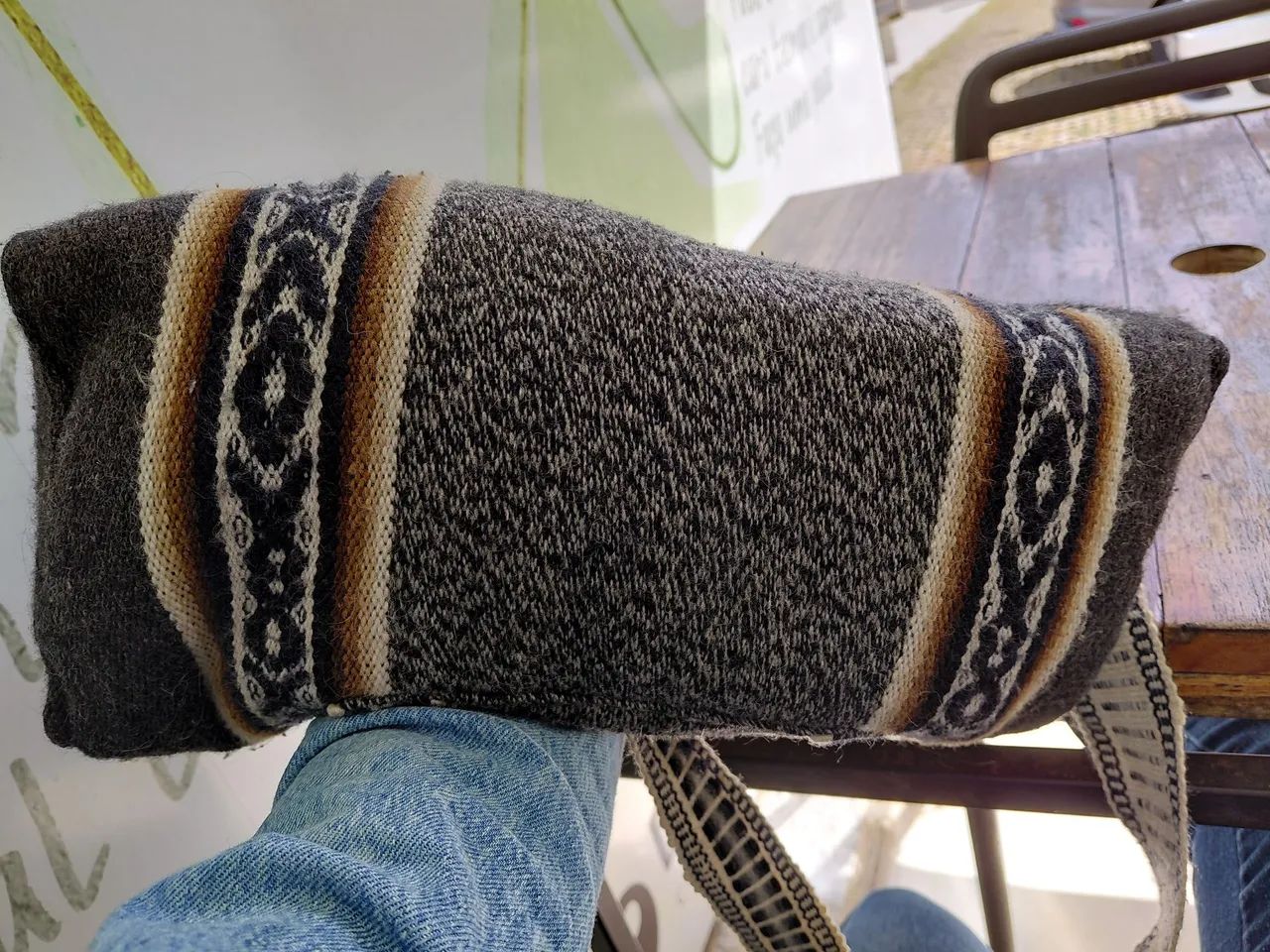 Bolsa 2 em 1 (de lado e de mão) e algodão tecido inca. - Foto 3