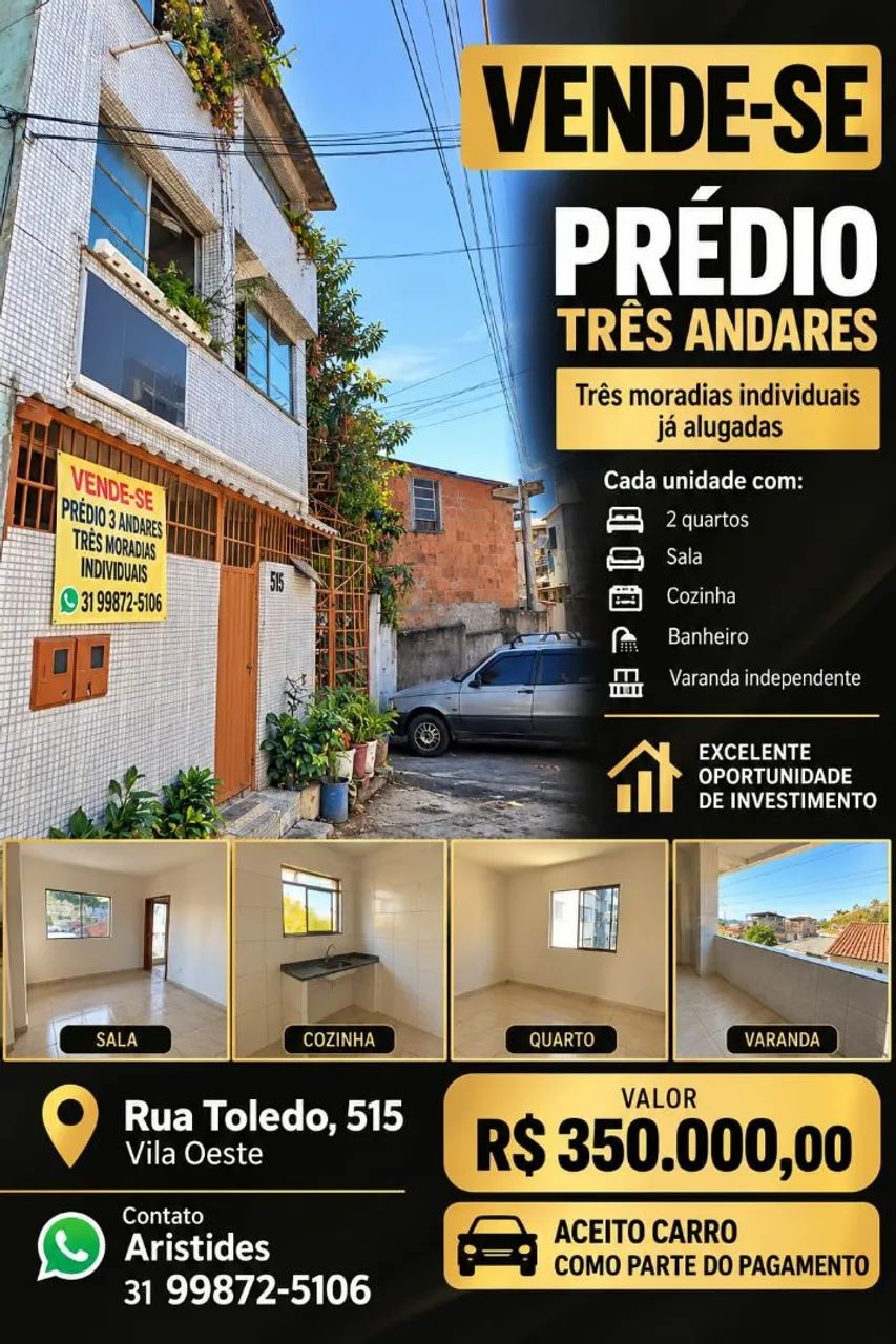 VENDO PRÉDIO COM 3 CASAS INDEPENDENTES