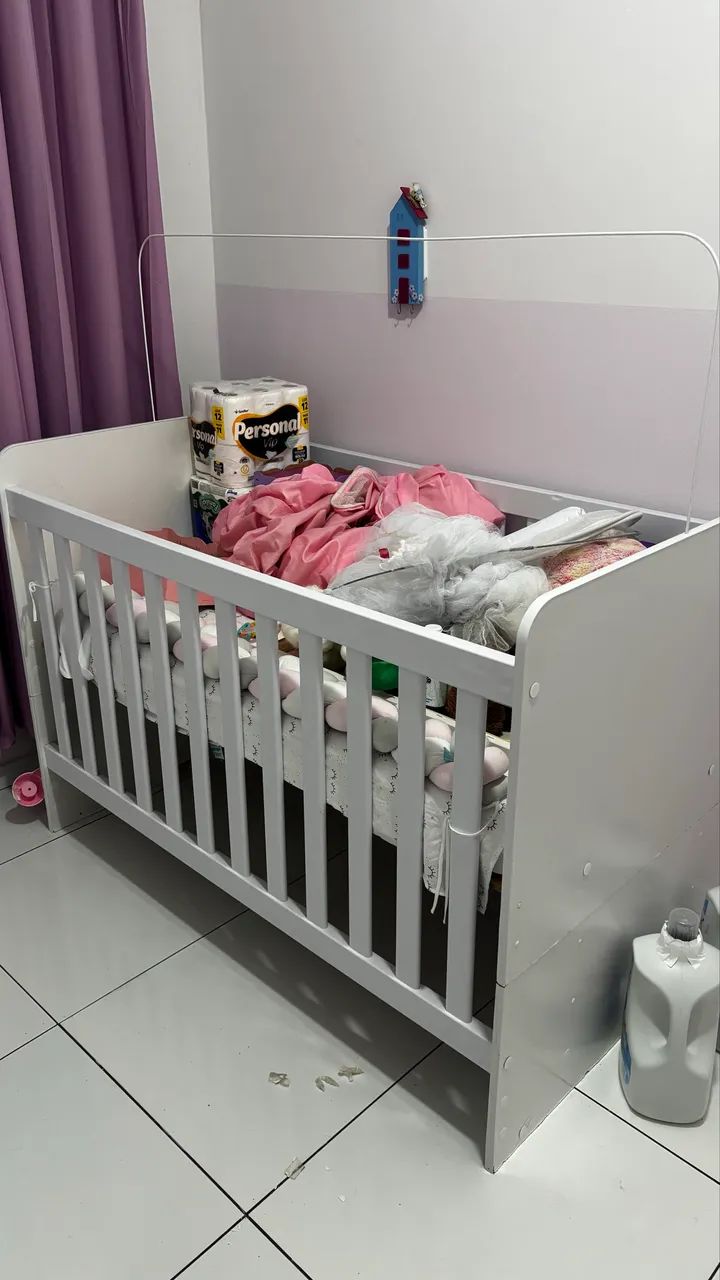 Quarto Completo de Bebê Branco - Berço + Guarda-Roupa + Cômoda - Foto 2