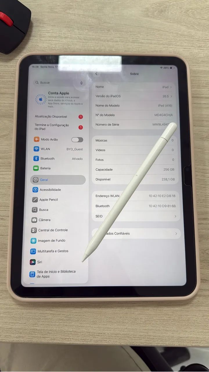 iPad 11ª Geração (A16) Wi-Fi 256GB + Apple Pencil USB-C | Estado