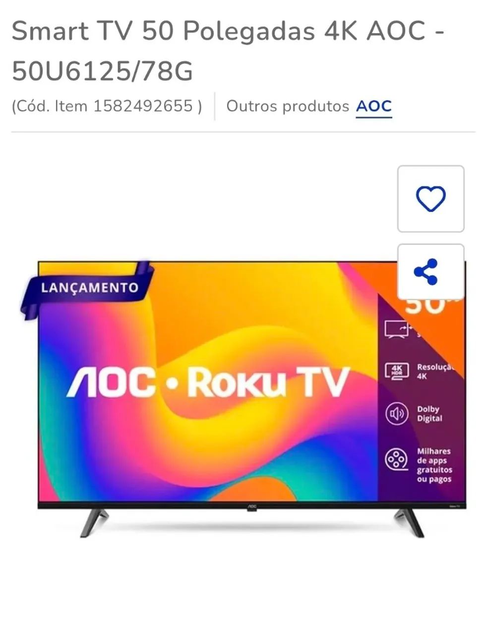 TV 50" 4K lacrada com garantia