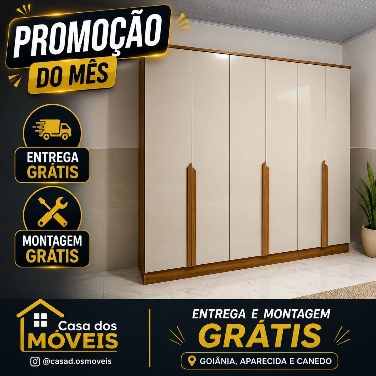 Roupeiro 6 portas Bianca 100% MDF 
