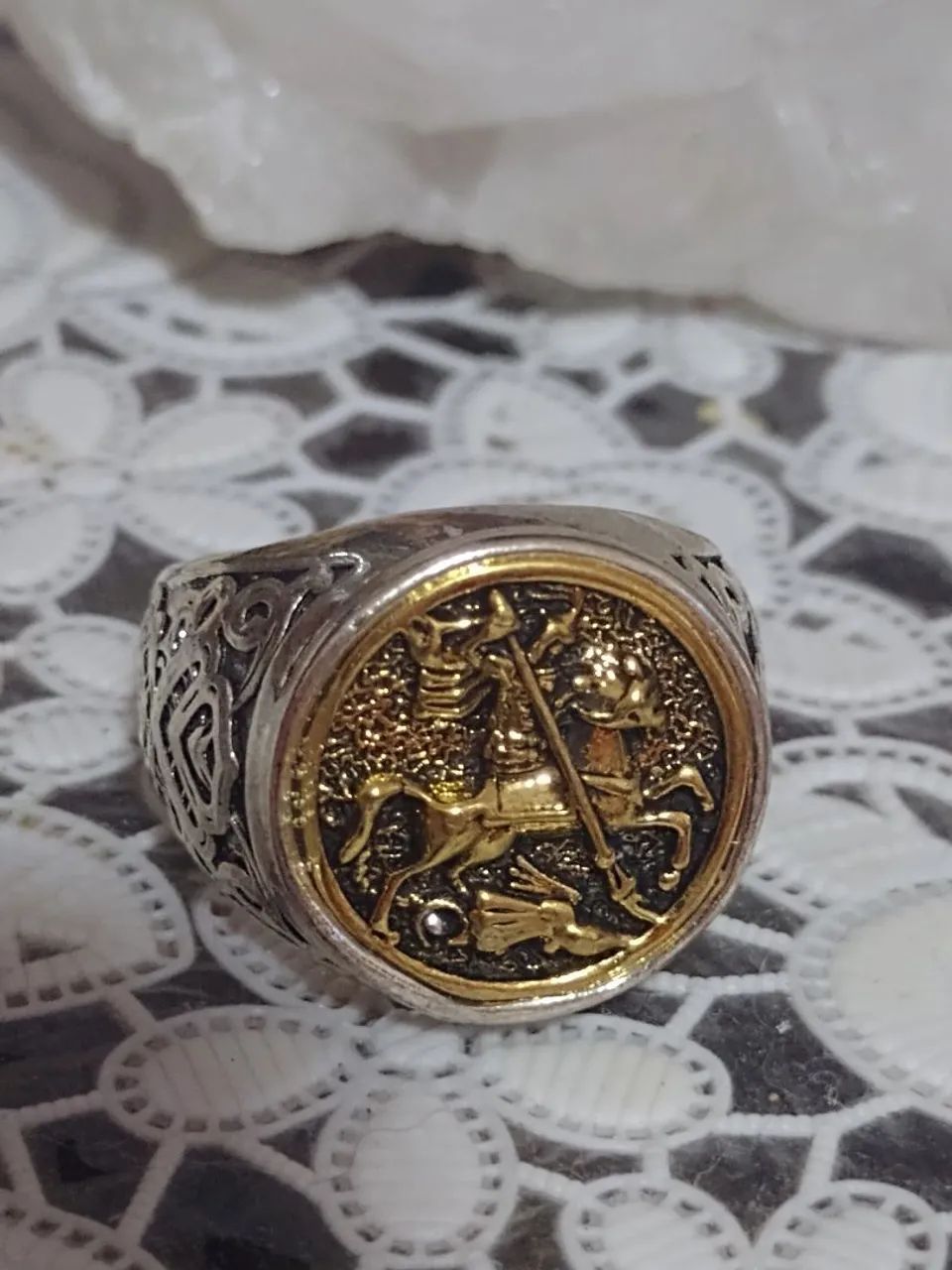 Anel São Jorge em aço  número 8