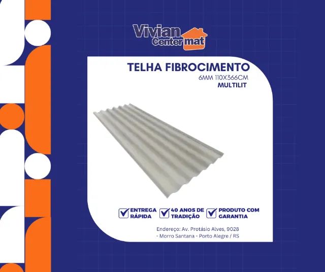 Telha Fibrocimento 6mm 110x366cm Multilit