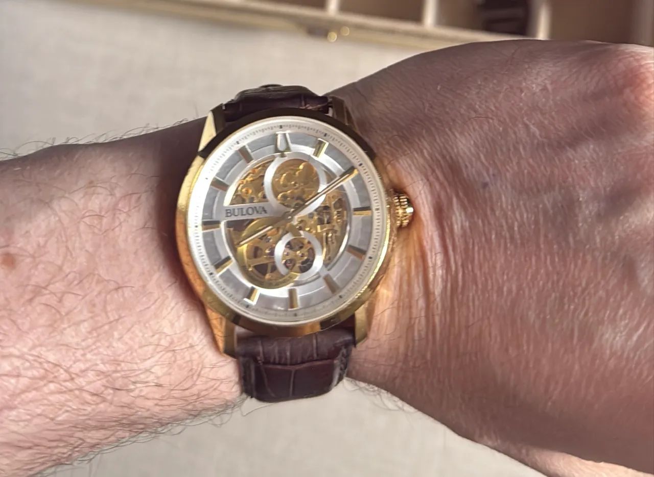 Relógio bulova automático banhado á ouro 