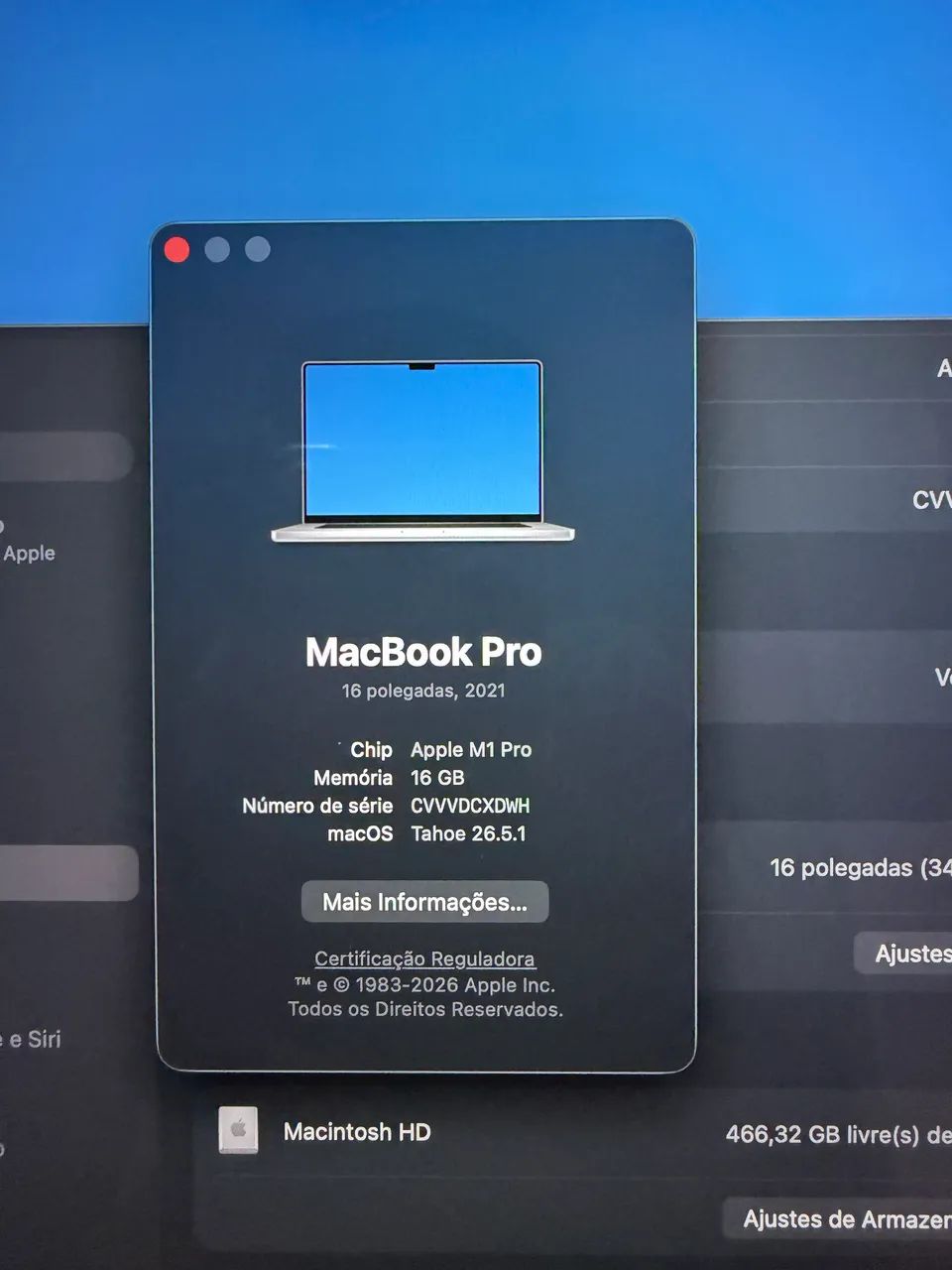 MacBook Pro 16? M1 16GB RAM 512GB SSD Apenas 47 Ciclos Excelente