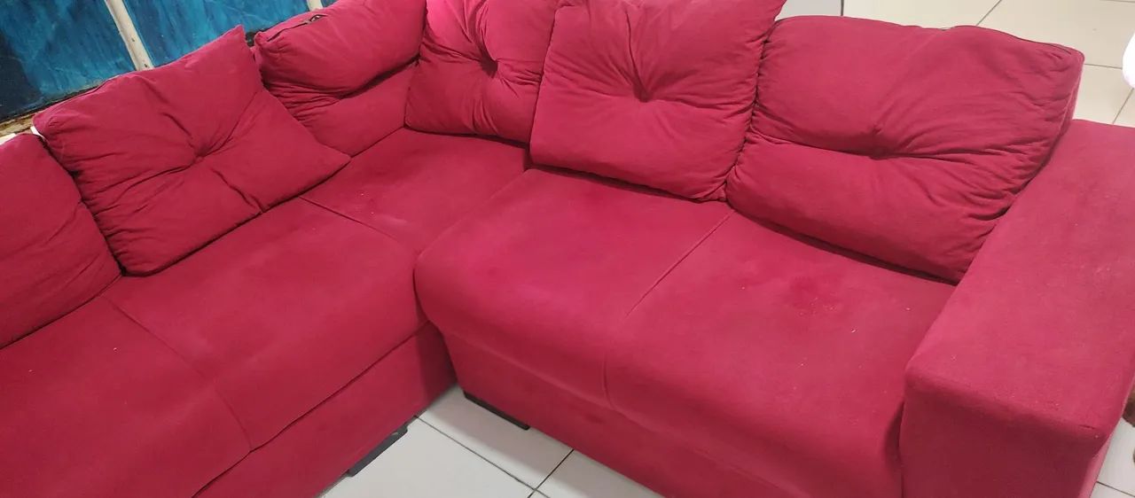 Sofá de canto veludo de 5 lugares