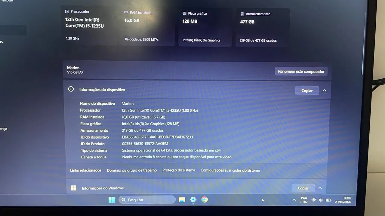Notebook Lenovo V15 i5 16RAM 512SSD WIN 11 PRO 12 geração  - Foto 2