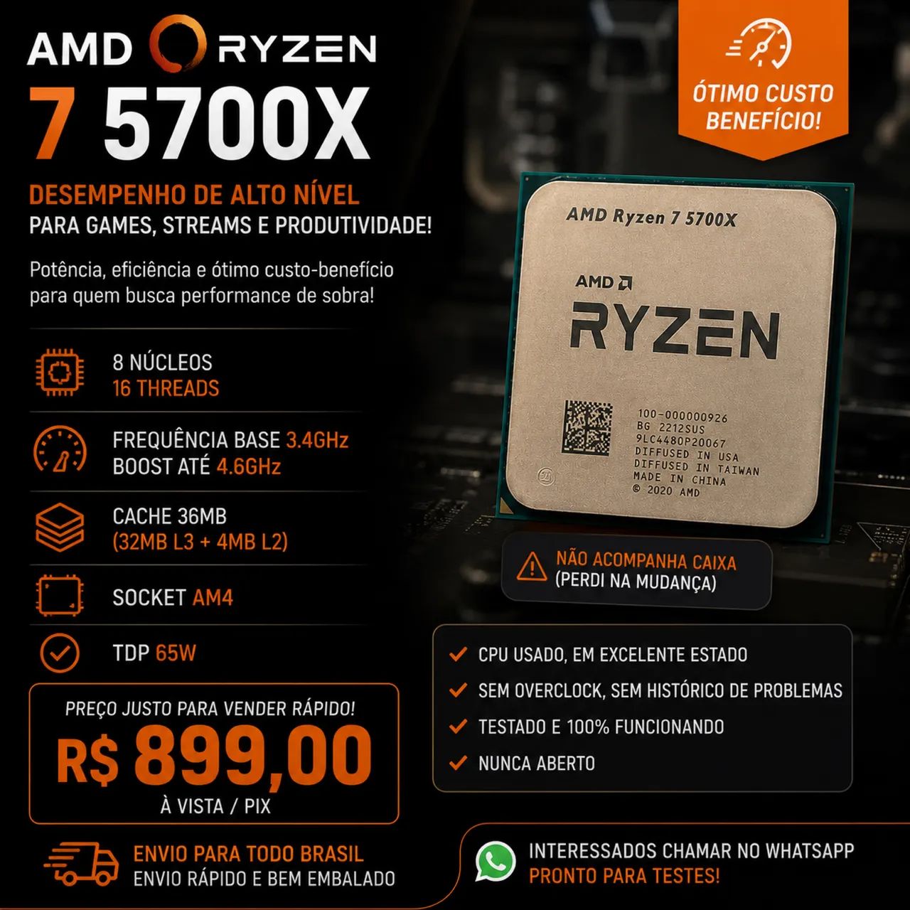 Processador Ryzen 7 5700x