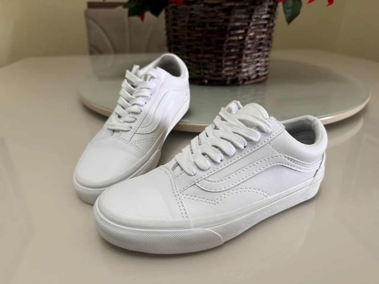 Vans Old Skool Branco - Couro - TAM 35 - Foto 3