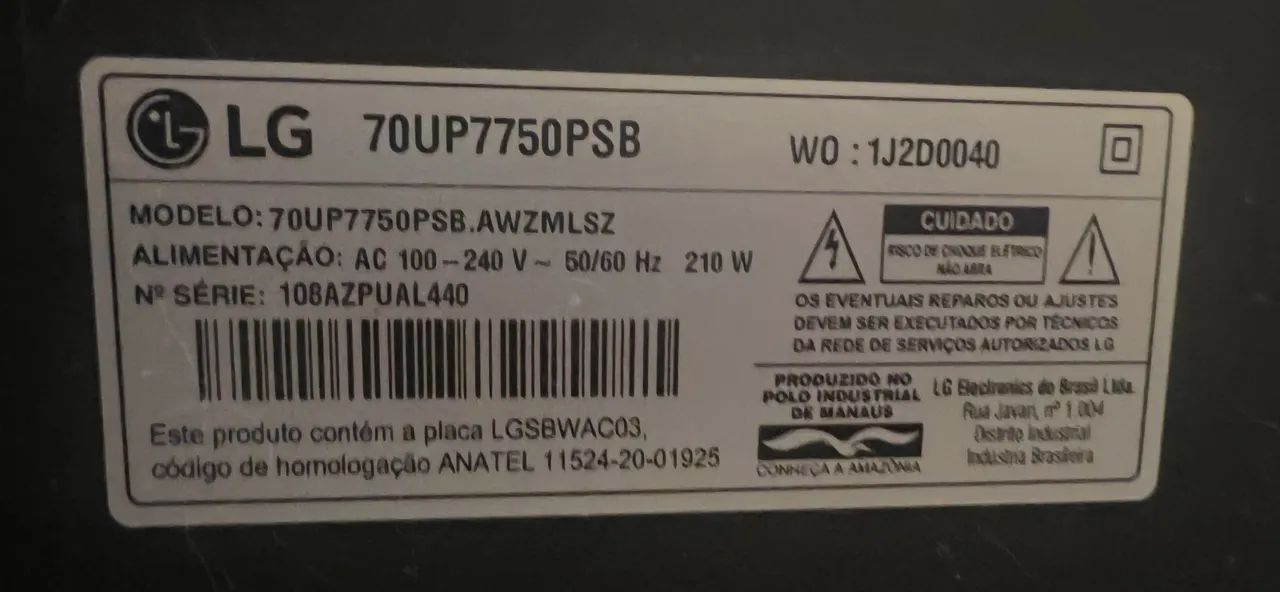 Tv 70 polegadas LG para retirada de peças. - Foto 3