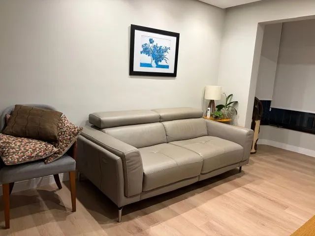 Sofá Couro reclinável elétrico cinza Natuzzi Italiano - Foto 3